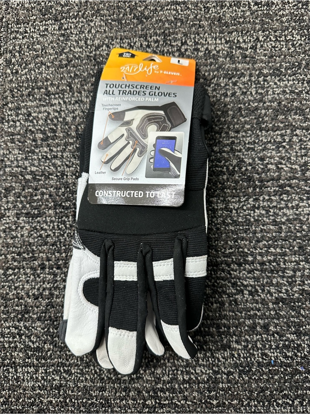 24/7 Life By 7-Eleven Touchscreen All Trades Gloves With Reinforced Palm SIZE L